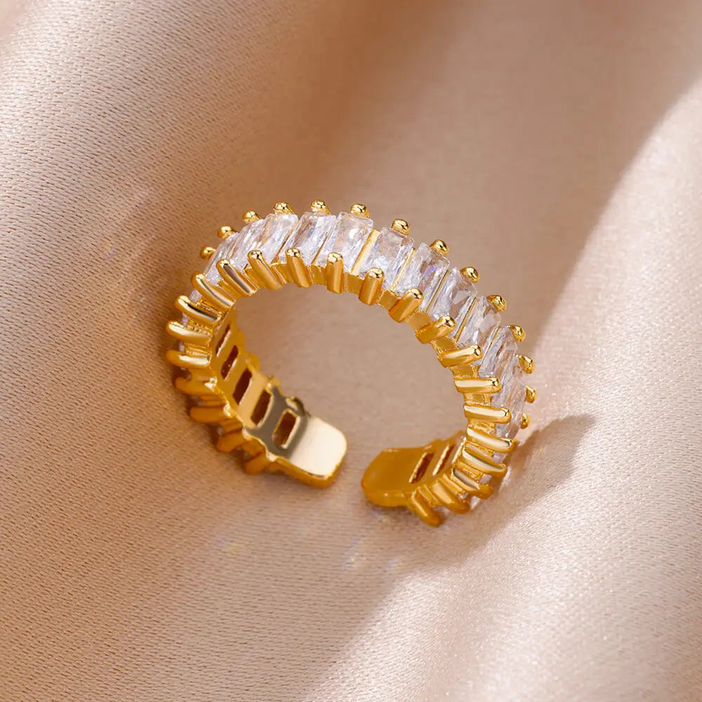 Anillos Gold Color Cubic Zirconia Chic Rings