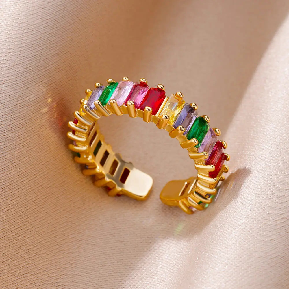 Anillos Gold Color Cubic Zirconia Chic Rings