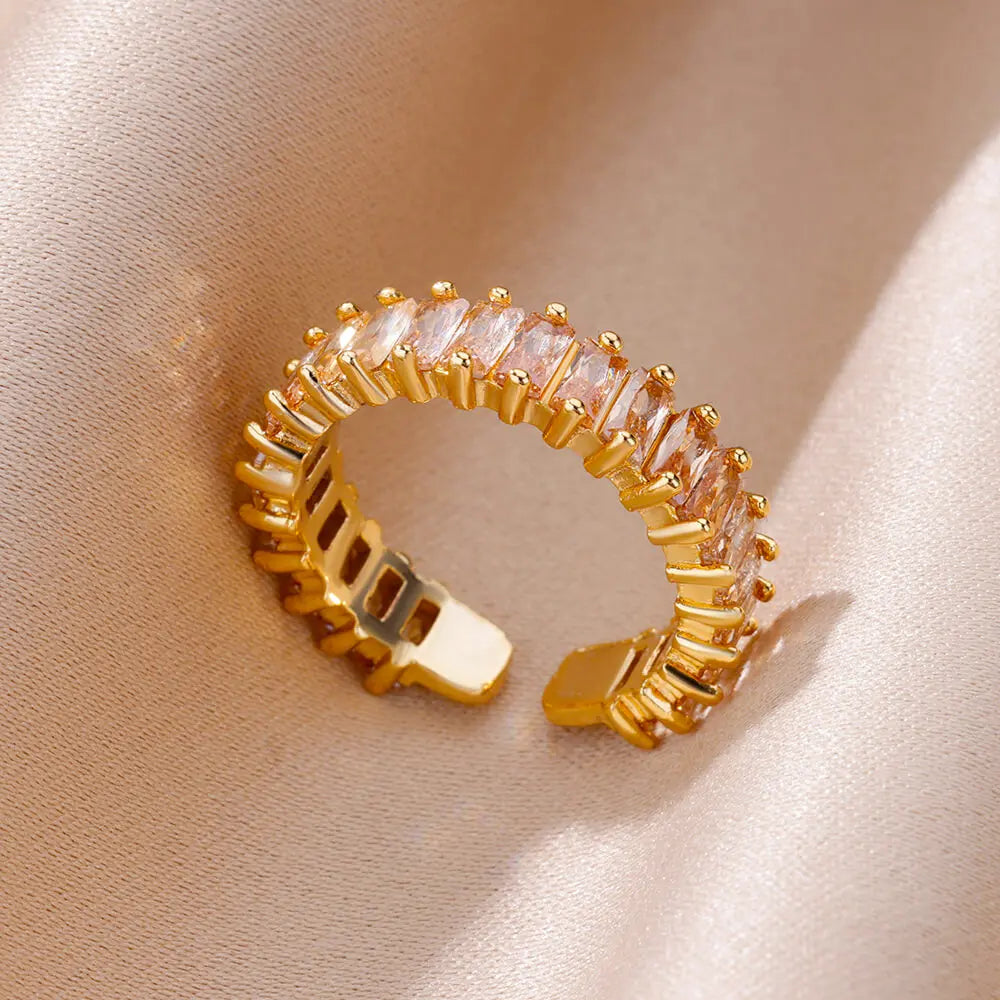 Anillos Gold Color Cubic Zirconia Chic Rings