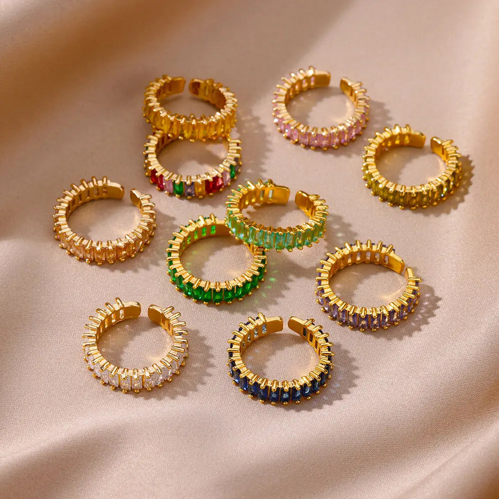 Anillos Gold Color Cubic Zirconia Chic Rings