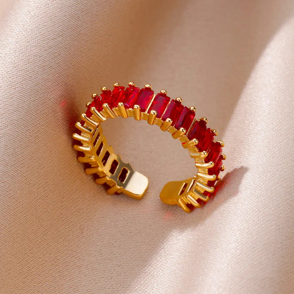 Anillos Gold Color Cubic Zirconia Chic Rings