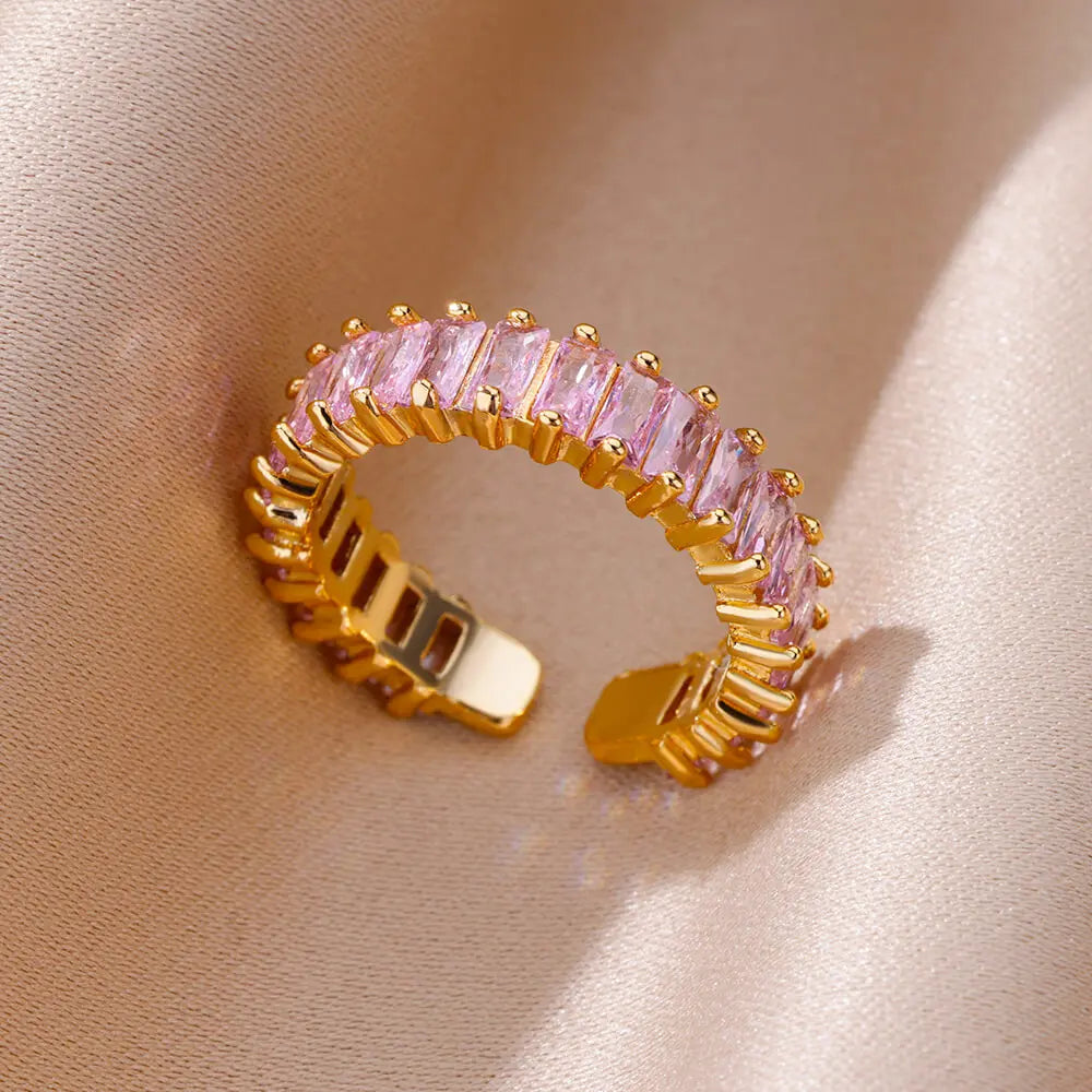 Anillos Gold Color Cubic Zirconia Chic Rings