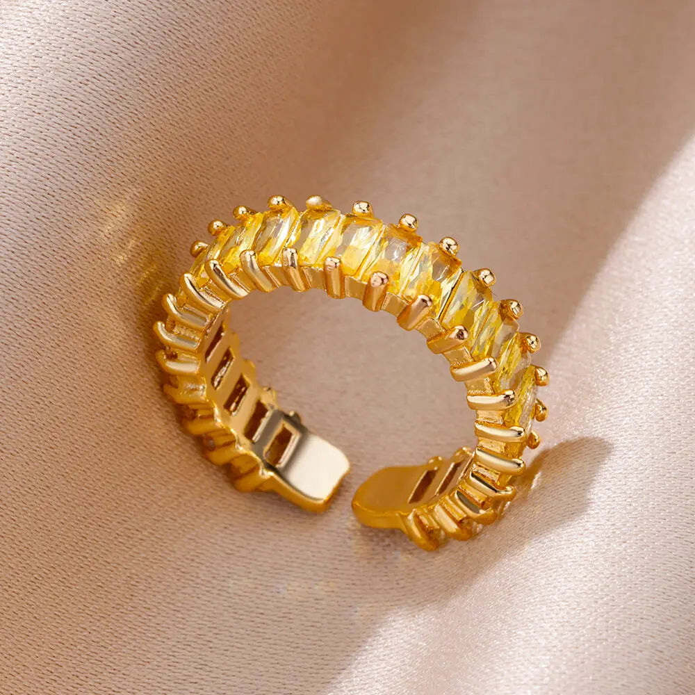 Anillos Gold Color Cubic Zirconia Chic Rings